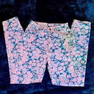 VINTAGE 90s tapered leg floral jeans
